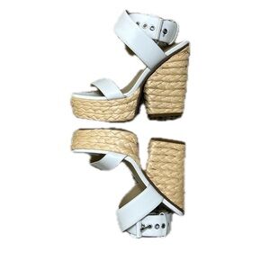 Michael Michael Kors Rhoda Leather Platform Sandals in Optic White